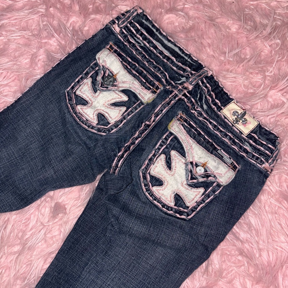 Laguna Beach Women's VERY Low Rise Pink Stitch Jeans